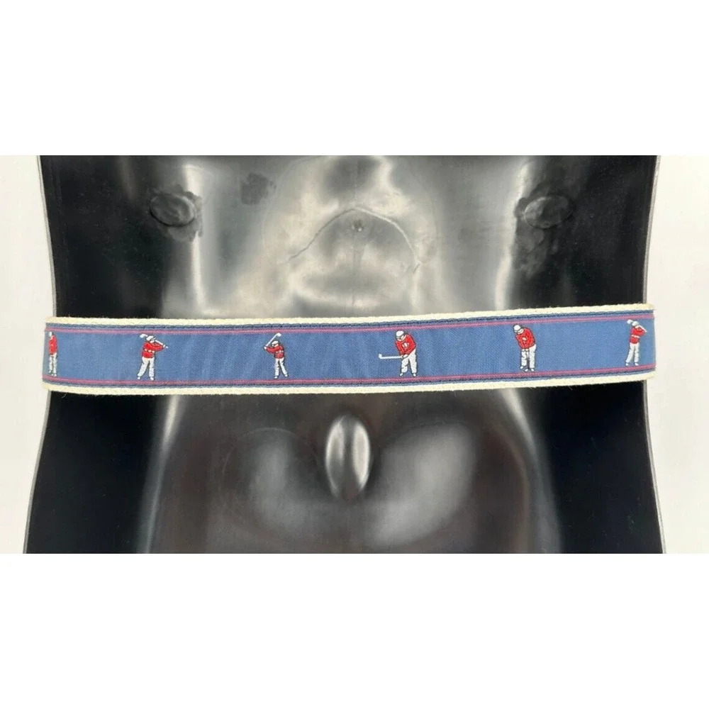 Leather Man Limited Men's Handmade Blue Canvas Golfer Leather Belt Size 38